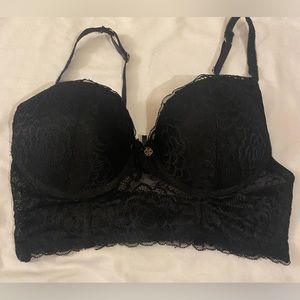 NWOT Daisy Fuentes black lace fitted 34C lace bralette